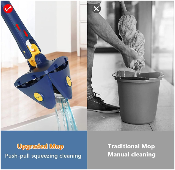 360° Rotatable Adjustable Cleaning Triangle Mop - Self-Squeeze Hand-Free Wash