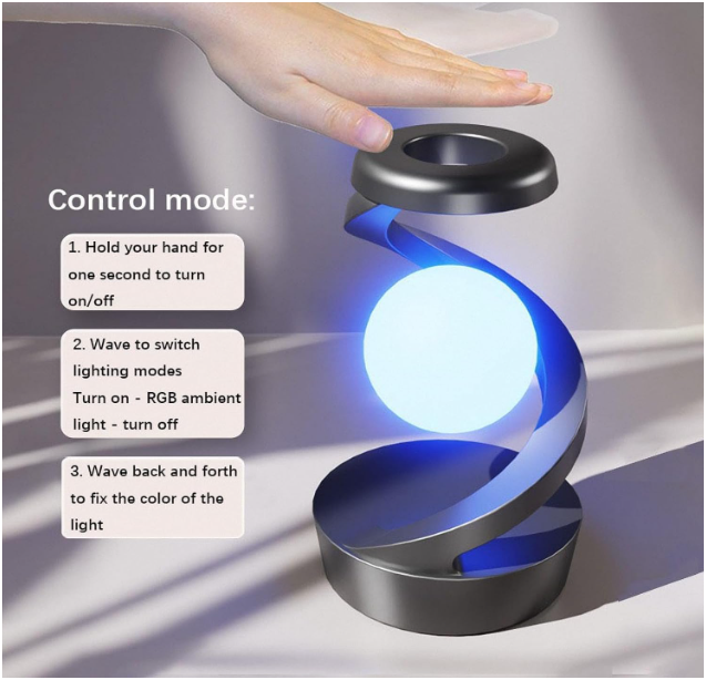Spiral Rotating Desk Lamp - RGB Rechargeable Moon Light with Gesture Control