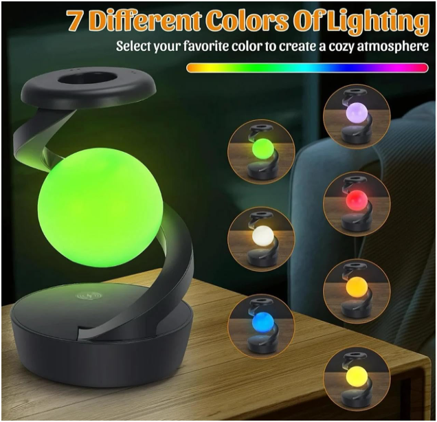 Spiral Rotating Desk Lamp - RGB Rechargeable Moon Light with Gesture Control