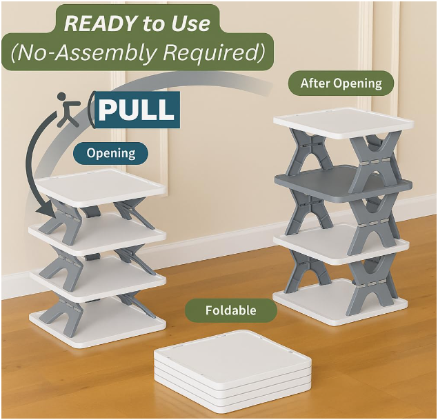 5-Layer Multi-Purpose Shoe Rack – Stackable & Adjustable Space-Saving Storage Organizer for Home