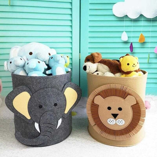 Cute Animal Felt Laundry Basket – Foldable Storage Organizer for Kids' Toys, Clothes & Home Decor